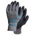Coated Gloves, Natural Rubber Latex, Textured, Palm, 4 Abrasion Level, Gray, L (9) 1 PR