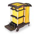 Microfiber Janitor Cart, Black, Plstc/Alum