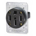 Straight Blade Receptacle, 14-50R, 50 A, 125/250V AC, 3 Pole, 4 Wire, Flush Mount, Grounded