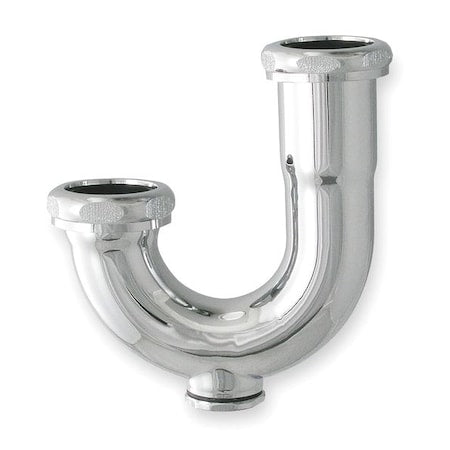 1-1/4 Dia, Brass, Chrome/Brass, Lavatory With Clean Out, J-Bend