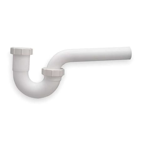 1-1/2" x 1-1/4 Dia, Polypropylene, White/Plastic, Lavatory/Kitchen, P-Trap