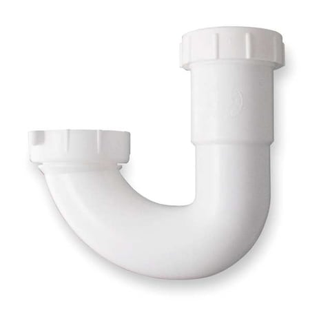 1-1/2 Dia, Polypropylene, White/Plastic, Lavatory/Kitchen, J-Bend