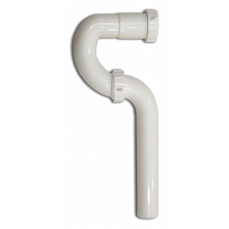 1-1/4 Dia, Polypropylene, White/Plastic, Lavatory, P-Trap