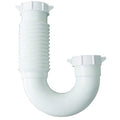 1-1/4" or 1-1/2 Dia, Polypropylene, White/Plastic, Repair Lavatory/Kitchen Flexible, J-Bend