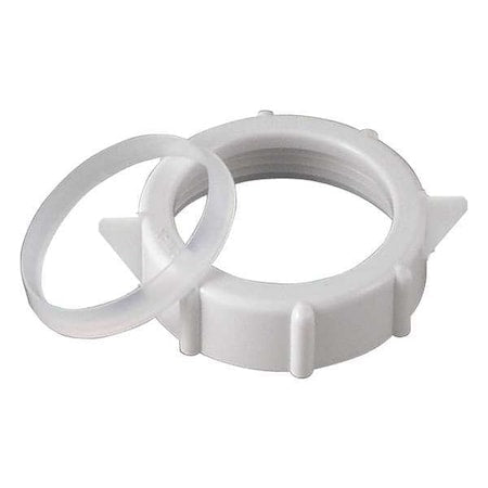1-1/4" Dia, polypropylene, White/Plastic, Slip-Nut And Washer