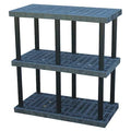 Freestanding Plastic Shelving, Open Style, 24 in D, 48 in W, 51 in H, 3 Shelves, Black