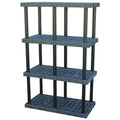 Freestanding Plastic Shelving, Open Style, 24 in D, 48 in W, 75 in H, 4 Shelves, Black