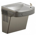 Wall Mount Single Drinking Fountain, Non-Filtered, Refrigerated, Front Pushbar, 19-7/8 in H, Gray