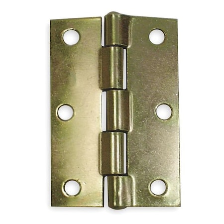 Door and Butt Hinge, Steel, Full Surface Mounting, 1 in Leaf W x 3 in Leaf H, Brass
