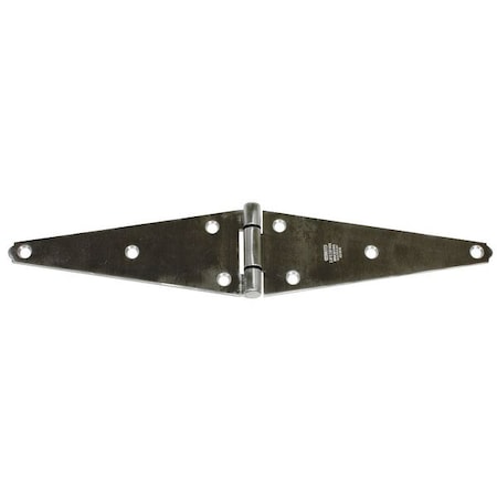 Strap Hinge, Steel, Full Surface Mounting, 5 3/4 in Leaf W x 2 1/2 in Leaf H, Stainless steel