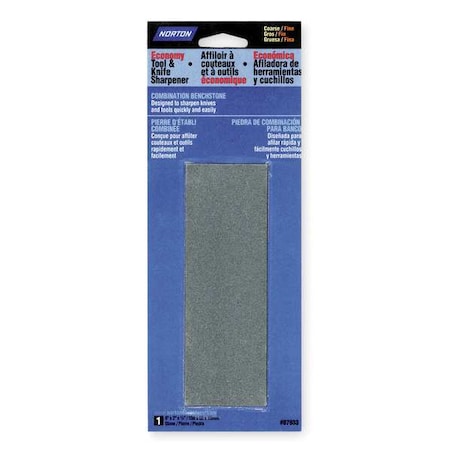 Combination Grit Sharpening Stone, 6 in W, 2 in L, 3/4 in H, Aluminum Oxide, Gray