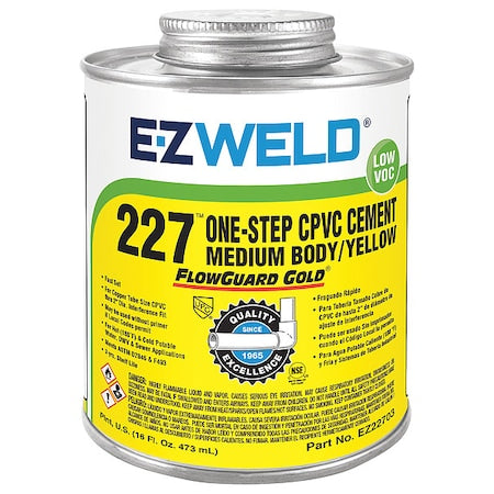 Pipe Cement, 16 fl oz, Yellow