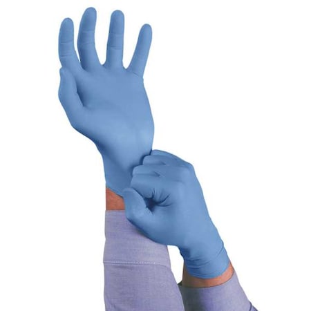 TouchNTuff 92-575, Nitrile Disposable Gloves, 4.3 mil Palm, Food Grade, Powdered, L, 100 PK, Blue