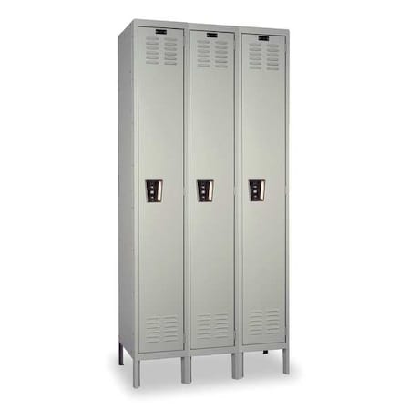 Antimicrobial Wardrobe Locker, 45 in W, 18 in D, 78 in H, (1) Tier, (3) Wide, Light Gray