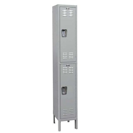 Antimicrobial Wardrobe Locker, 15 in W, 18 in D, 78 in H, (1) Wide, (2) Tier, Light Gray