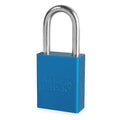 Lockout Padlock, Keyed Alike, Aluminum, Blue, 1 1/2 in Shackle Height, 1 1/2 in Body Width