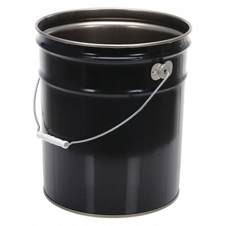 Steel Pail, Black, Cap 5 Gal, With Lining