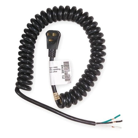 Coiled Power Cord, 5-15P, SJT, 20 ft., 15A, 14/3