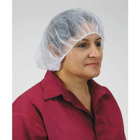 Bouffant Cap, Polypropylene, 28 in Dia., White, XL, 100 PK