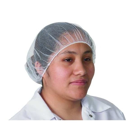 Hairnet, Polyester, 24 in, Size Large, White, PK100