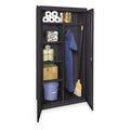 Combo Wardrobe Storage Cabinet, 78 in H, 36 in W, 18 in D, Swing, Keyed, Black, 5 Shelves, 0 Drawers
