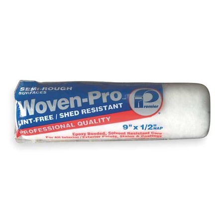 9" Paint Roller Cover, 1/2" Nap, Woven Fabric