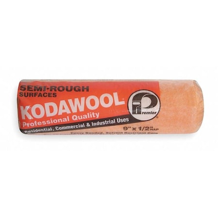 9" Paint Roller Cover, 1/2" Nap, Polyester/Knitted Wool