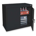 Shelving Storage Cabinet, 30 in H, 36 in W, 18 in D, Swing, Keyed, Black, 1 Shelves, 0 Drawers