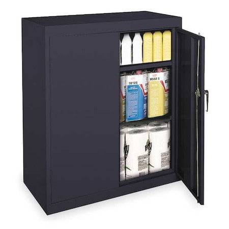 Shelving Storage Cabinet, 42 in H, 36 in W, 18 in D, Swing, Keyed, Black, 2 Shelves, 0 Drawers