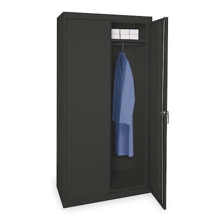 Wardrobe Storage Cabinet, 72 in H, 36 in W, 18 in D, Swing, Keyed, Black, 1 Shelves, 0 Drawers
