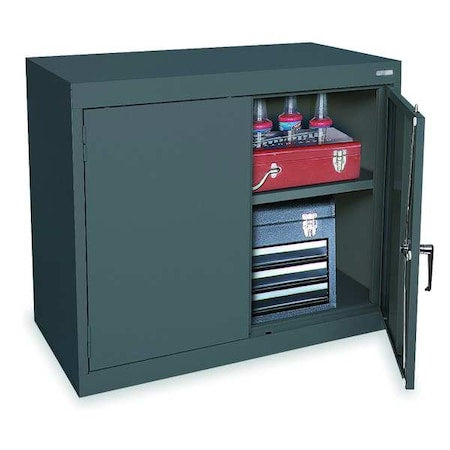 Shelving Storage Cabinet, 30 in H, 36 in W, 18 in D, Swing, Keyed, Gray, 1 Shelves, 0 Drawers