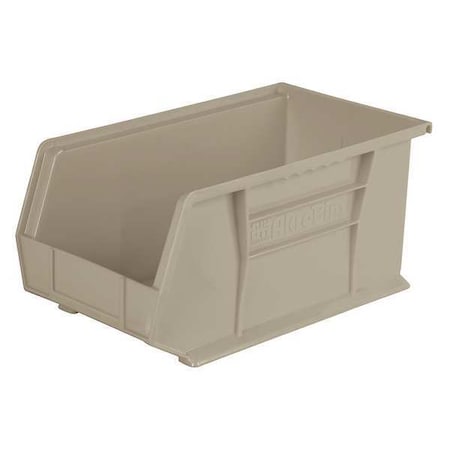 Hang & Stack Storage Bin, 8-1/4 in W x 14-3/4 in L x 7 in H, 60 lb Load Capacity, Stone, Plastic