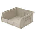 Hang & Stack Storage Bin, 11 in W x 10-7/8 in L x 5 in H, 50 lb Load Capacity, Stone, Plastic
