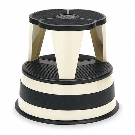 Round Office Stool, 2 Steps, 350 lb Load Capacity, 14 1/2 in Overall Height, Steel, Silvertone