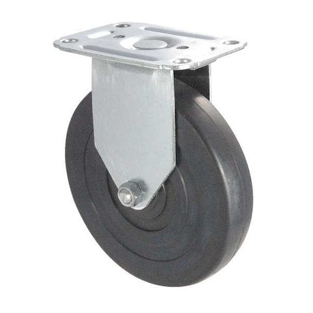 Rigid Plate Caster, Rubber, 4 in., 115 lb, D