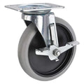 Swivel Plate Caster, Therm Rubber, 5 in, 145 lb