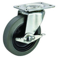 Swivel Plate Caster, Therm Rubber, 3 in, 100 lb, D