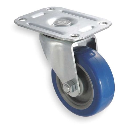 Swivel Plate Caster, Poly, 3 in., 125 lb., D