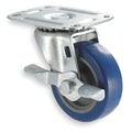 Swivel Plate Caster, Poly, 3 in, 125 lb, Blu