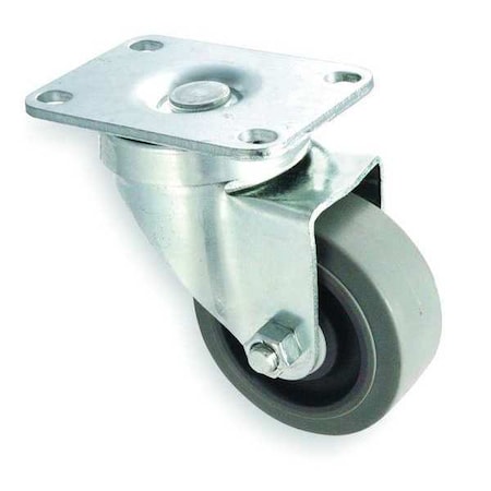 Swivel Plate Caster, Rubber, 3 in, 200 lb, C