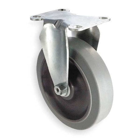 Rigid Plate Caster, Rubber, 4 in., 300 lb, C