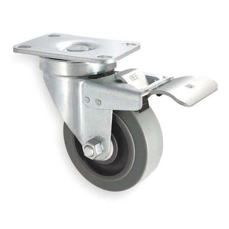Swivel Plate Caster, Rubber, 4 in, 300 lbC