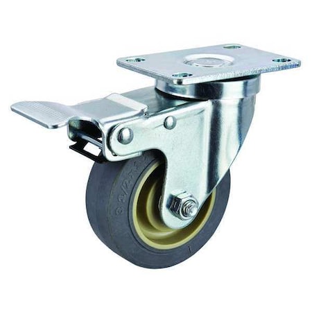 Swivel Plate Caster, Rubber, 3-1/2 in, 250 lb, C