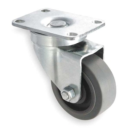 Swivel Plate Caster, Rubber, 4 in., 250 lb.