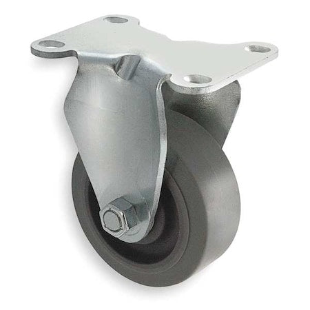 Rigid Plate Caster, Rubber, 5 in., 325 lb, C