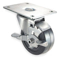 Swivel Plate Caster, Rubber, 3 in, 125 lb, A