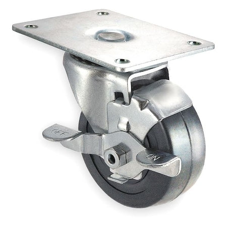 Swivel Plate Caster, Rubber, 3 in, 125 lb, A