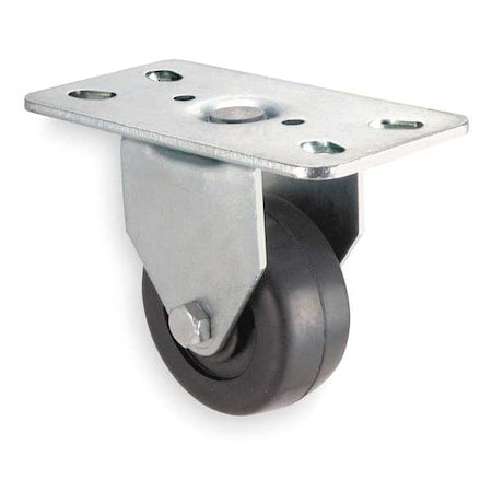 Rigid Plate Caster, Rubber, 3 in., 125 lb.