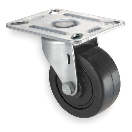 Swivel NSF-Listed Plate Castr, Rubbr, 3 in, 210 lb, Blk