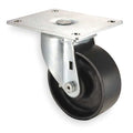 Swivel Plate Caster, Cast Iron, 4 in, 450 lb, D